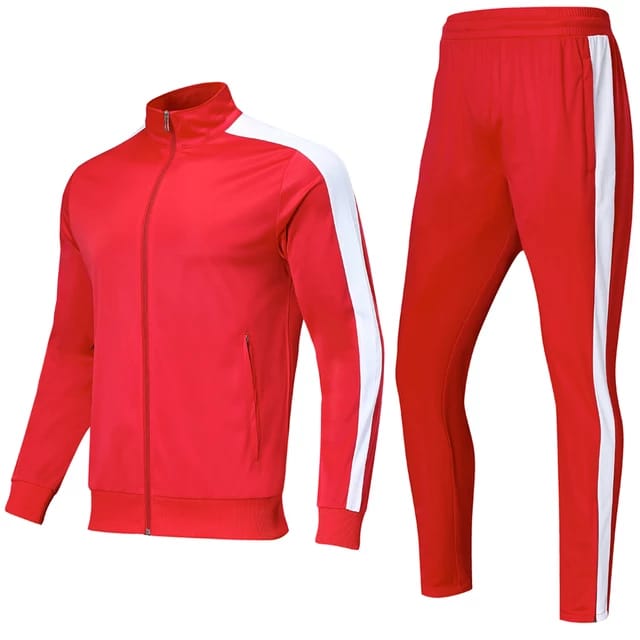 Red Track suit, with white borders