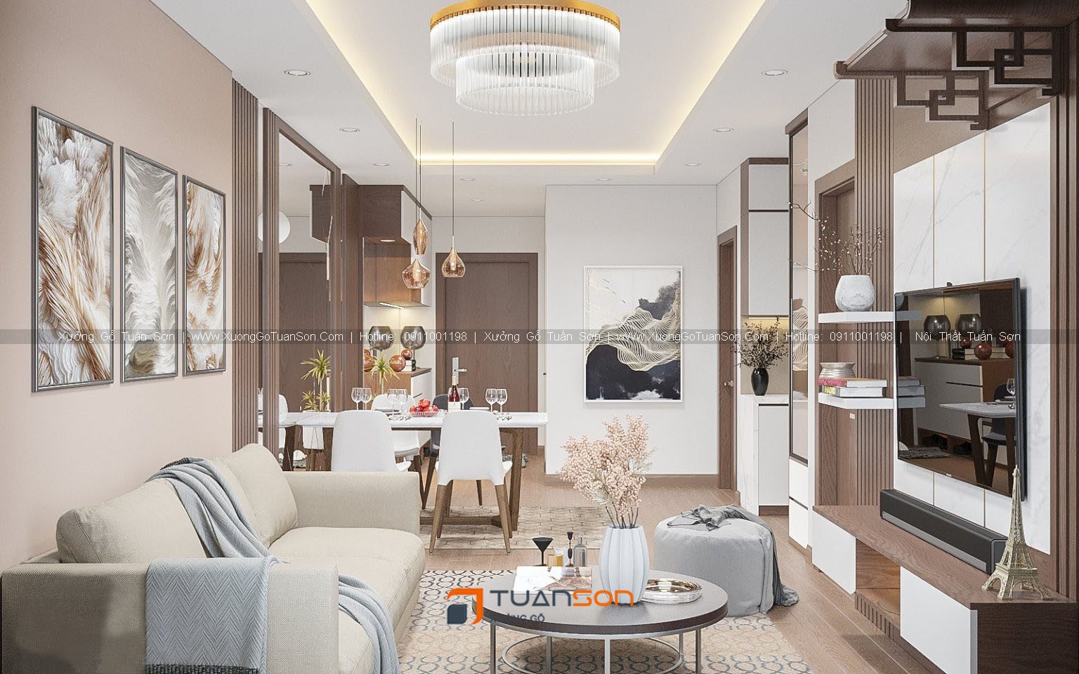 Thiết kế nội thất căn hộ 2 phòng ngủ (căn góc) IEC Thanh Trì Thiết kế nội thất căn hộ 2 phòng ngủ (căn góc) IEC Thanh Trì