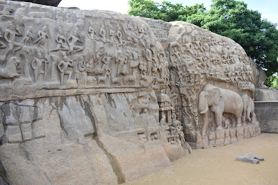 Beautifully carved architecture on rocks, Mamallapuram