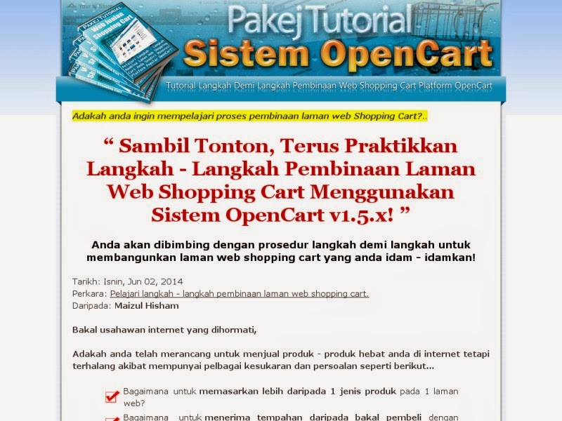 Pakej Tutorial Sistem OpenCart