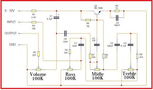 Tips/ Skema Rangkaian Tone Control Pasif dan Aktif dengan Kontrol