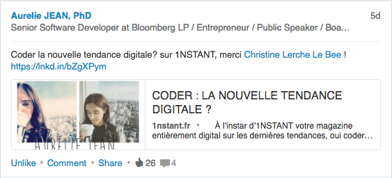 code digital program blog coding technology innovation Londres New York USA Etats-Unis Angleterre London France Paris tech entrepreneur female femme créer entreprise apprendre blog autodidacte on my own technology sillicon valley myself autodidact Aurélie Jean professor professeur programmeur programator 