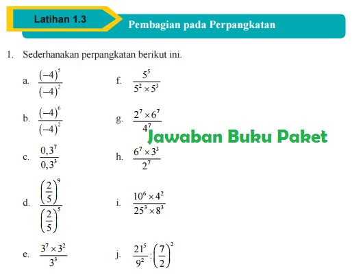 Lengkap Kunci Jawaban Buku Paket Matematika Latihan 1 3 Pembagian Pada Perpangkatan Halaman 30 31 32 Kelas 9 Kurikulum 2013 Kunci Jawaban Buku Paket Terbaru Lengkap Bukupaket