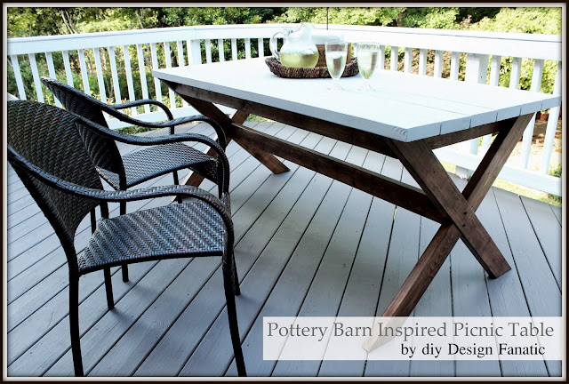 diy picnic table , farmhouse, cottage, deck, build a picnic table, diy design fanatic.com , Pottery Barn Inspired 