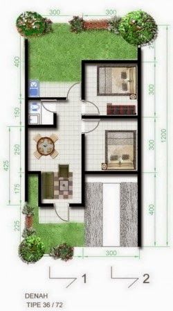 Koleksi Denah Rumah Minimalis Ukuran 6x12 meter