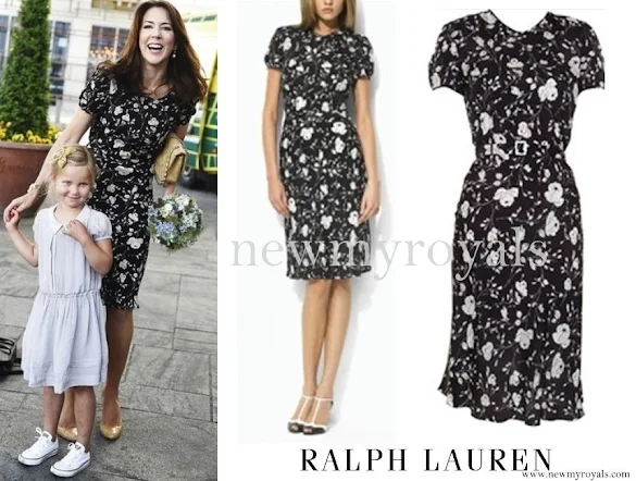 Princess Mary wore RALPH LAUREN Black and White Floral Dress