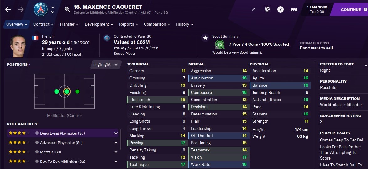 Maxence Caqueret Football Manager 2021 FM2021