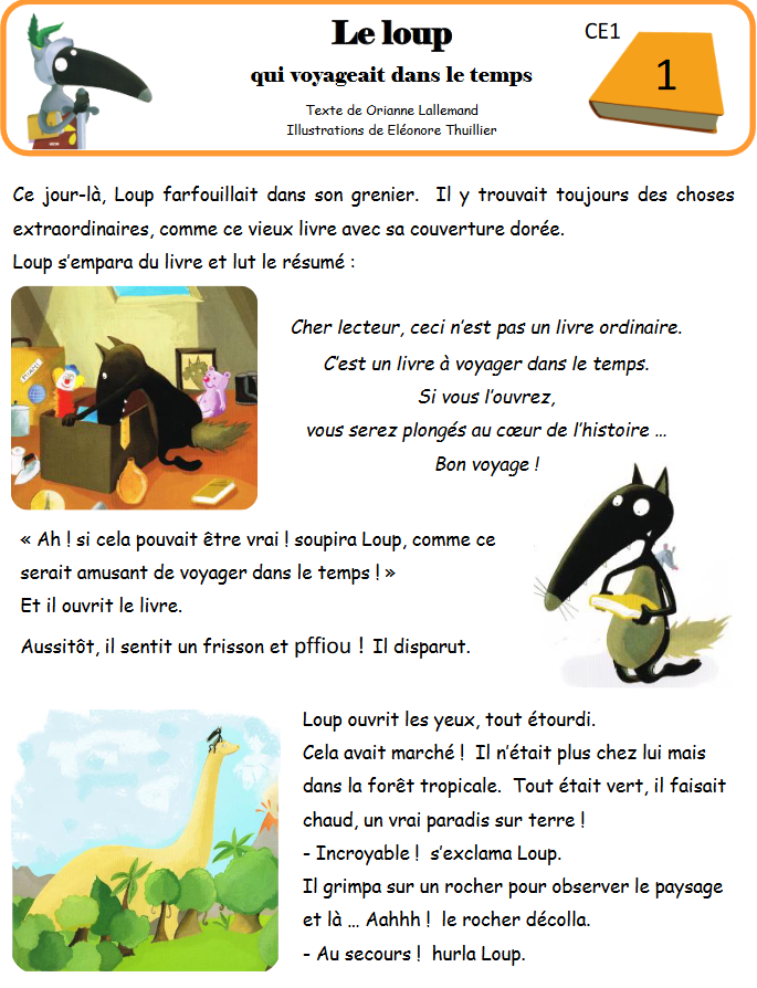 La chouette classe des ce1: Le loup qui voyageait dans le temps - texte 1