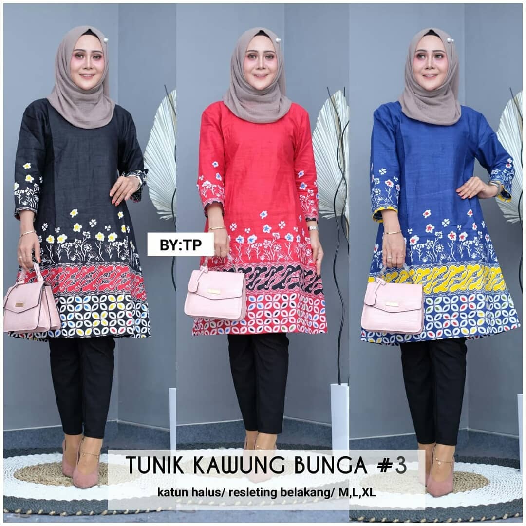 ukidding Model Tunik Batik Kombinasi Polos Terbaru 2020
