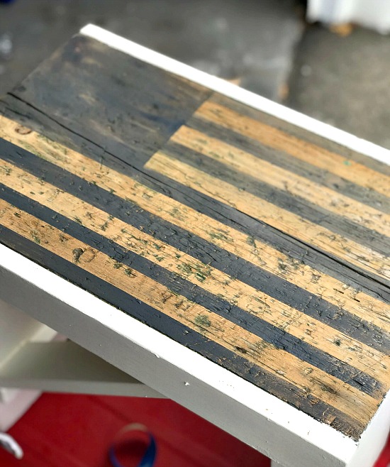 Black painted American Flag bench