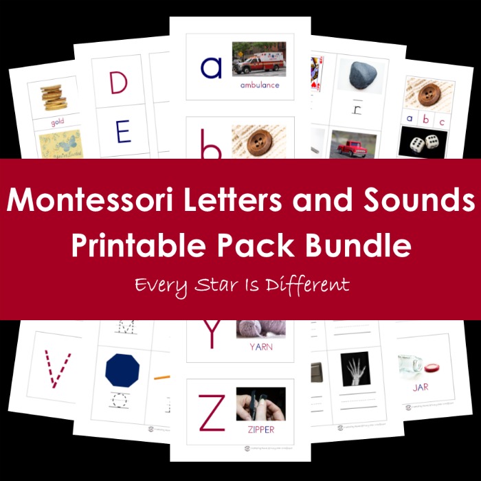 Montessori Letters and Sounds Printable Pack in Print