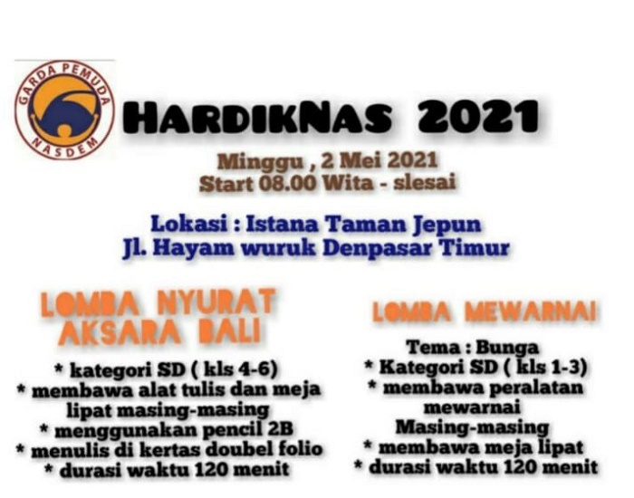 Garda Pemuda dan NasDem Denpasar Ajak Warga Semarakkan Hardiknas