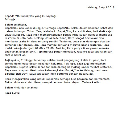 Contoh Surat Pribadi untuk Orang Tua (via: suratresmi.id) Contoh Surat Pribadi untuk Orang Tua (via: suratresmi.id)