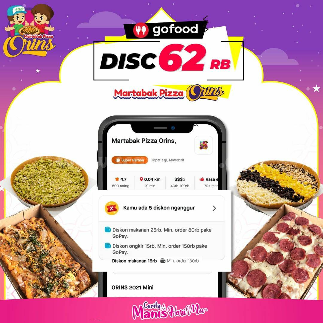 Martabak ORINS Diskon Rp 62.000 khusus pemesanan via Gofood