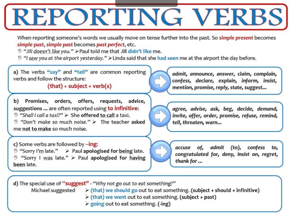 reporting verbs essay