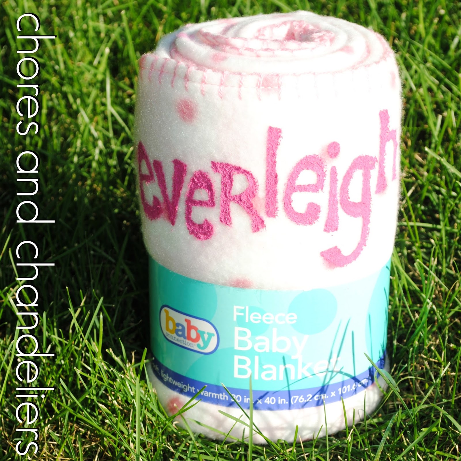 chores and chandeliers painted baby blanket