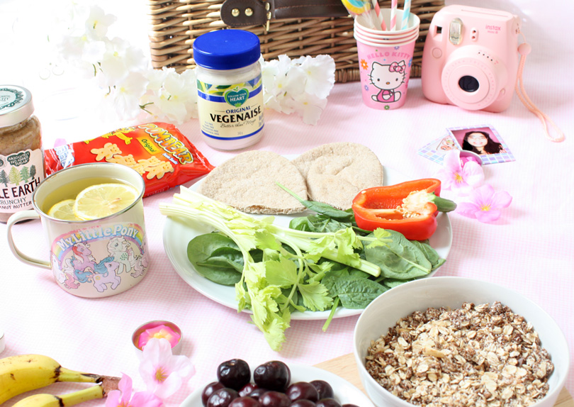 healthy picnic flatlay