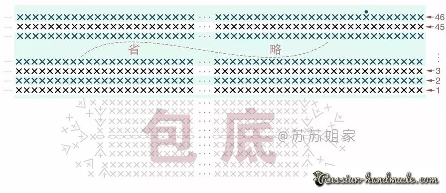 Продолжение вязания рюкзака