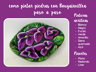 COMO PINTAR PIEDRAS CON BOUGANVILLEA PASO A PASO