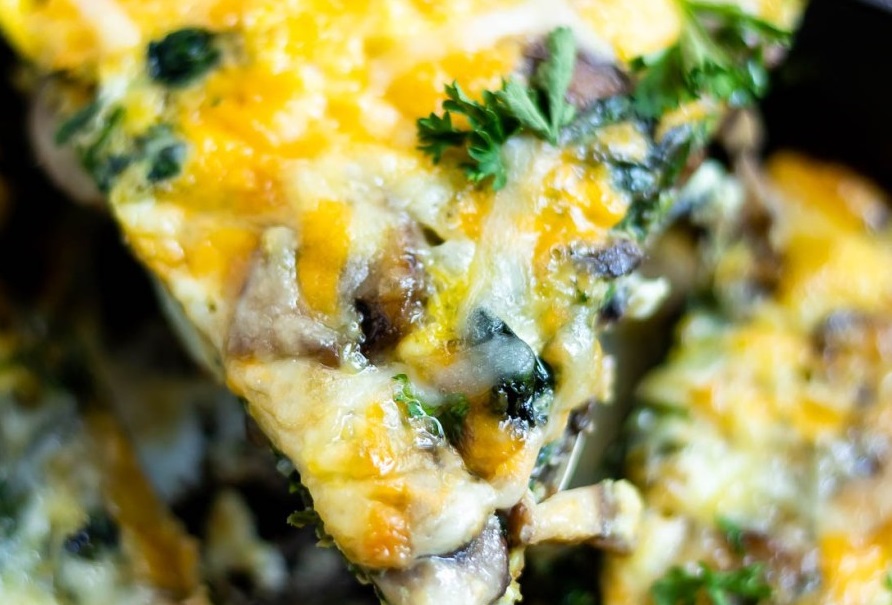 Bacon Mushroom Spinach Frittata DR for Christmas