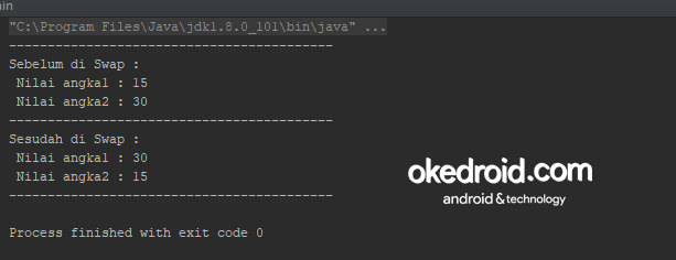 Contoh Kegiatan Pertukaran Nilai 2 Buah Variabel Di Java - Java Media Kita