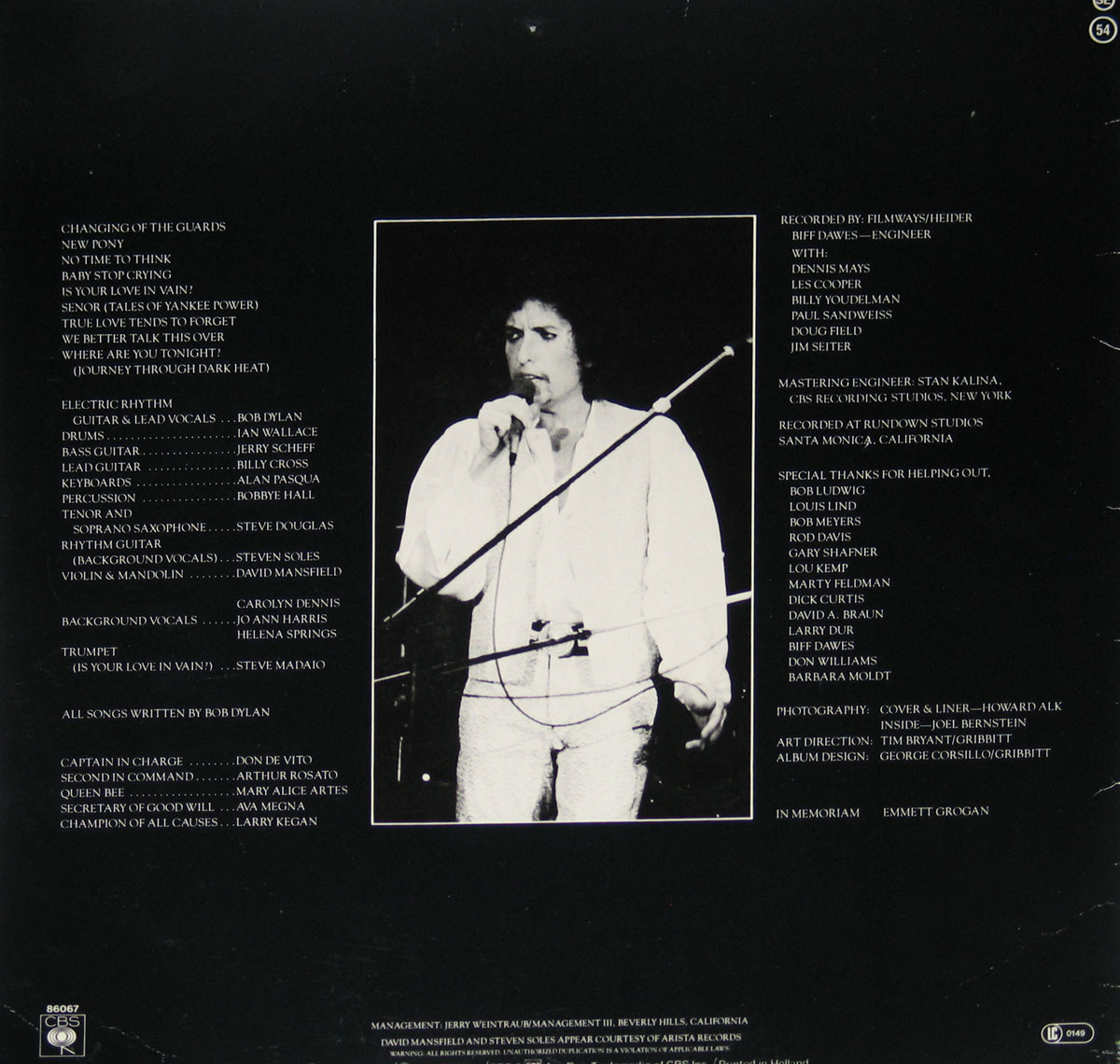 Classic Rock Covers Database Bob Dylan Street Legal Released Year 1978