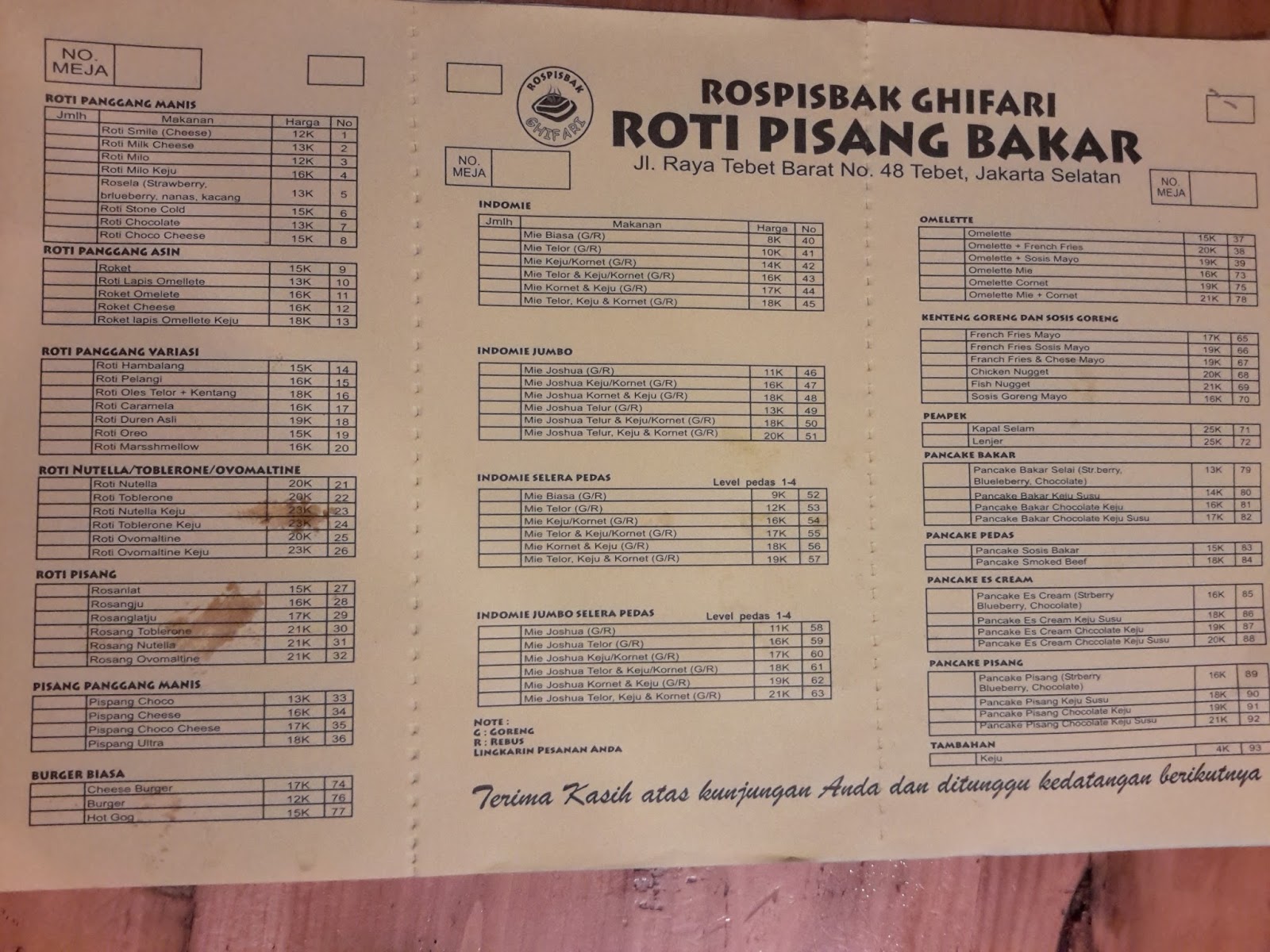 Roti Pisang Bakar Ghifari di Tebet, Jakarta Selatan