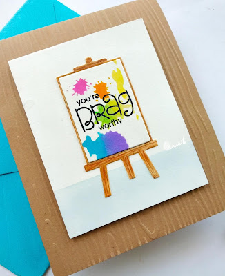 Paper Smooches Easel die, Art card, Time out challenges, die cutting, dry embossing, Embossing folder, paper smooches, stenciling, TO, Quillish, 
