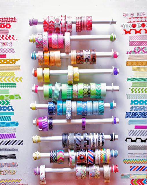 Hold Washi Tape from PVC pipe:: OrganizignMadeFun.com