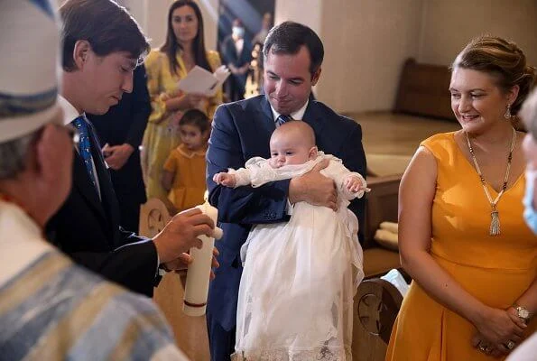 Hereditary Princess Stephanie wore a new sleeveless v-neckline crepe midi dress from Paule Ka. Princess Claire wore a new button front long dress from Zimmermann