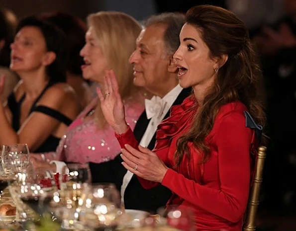 Queen Rania of Jordan attended the Fight Night gala held for the benefit of the Andrea Bocelli Foundation and the Muhammed Ali Parkinson Center at Palazzo Vecchio