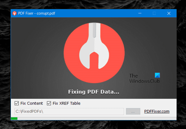 Reparación de PDF con la herramienta PDF Fixer para Windows 10
