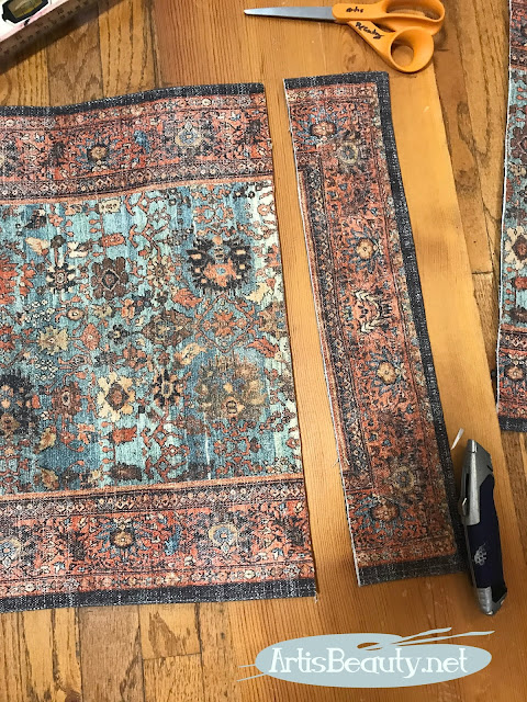 trimming a throw rug to turn into a stair runner diy home decor