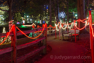 Bench surrounded by lights