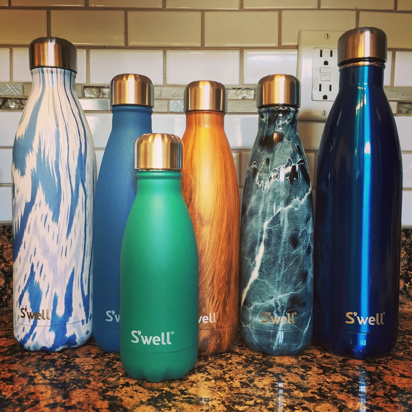 S'well Elements Collection 25 oz Water Bottle, Blue Granite