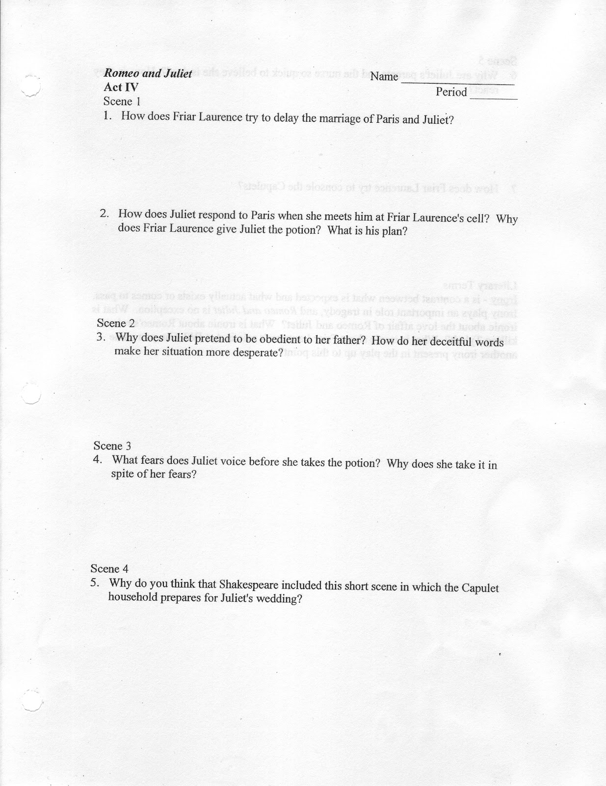 Romeo And Juliet Act 4 Questions Romeo And Juliet Act 4 Questions