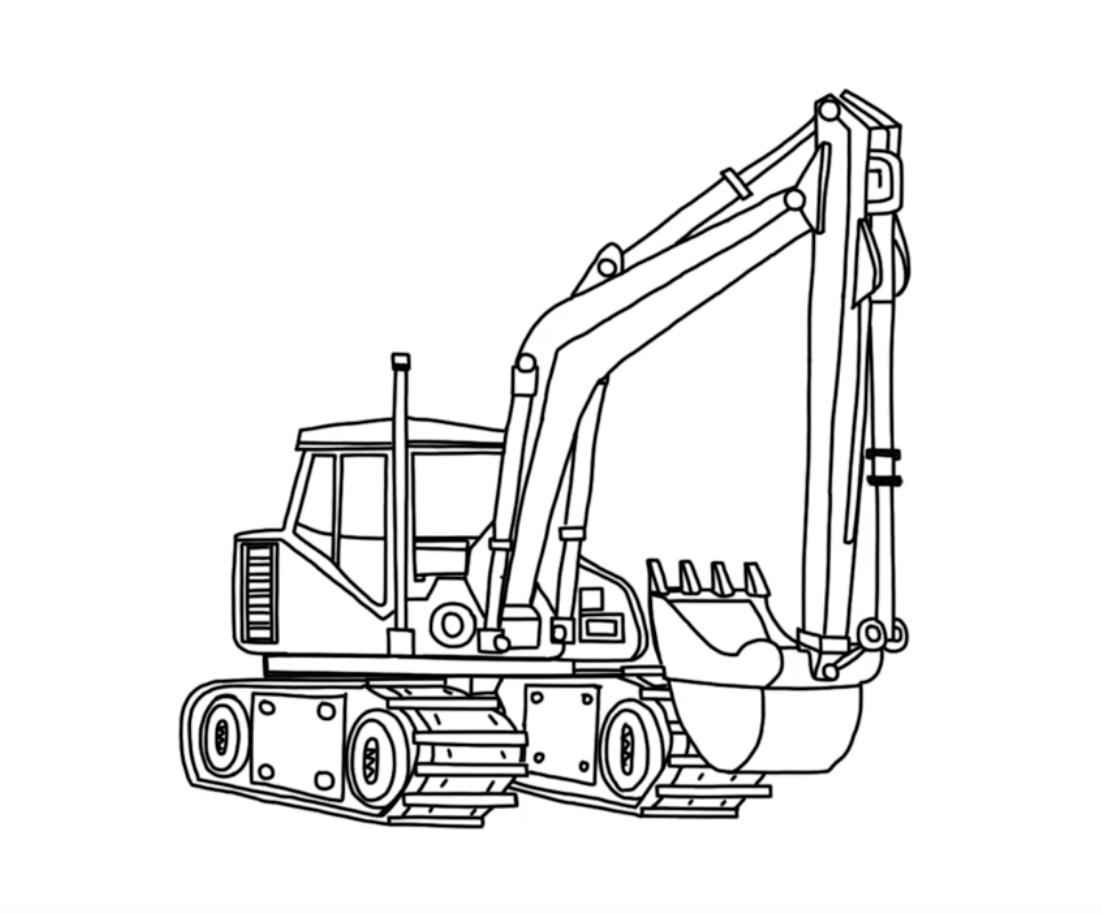 How to draw Excavator Step by Step
