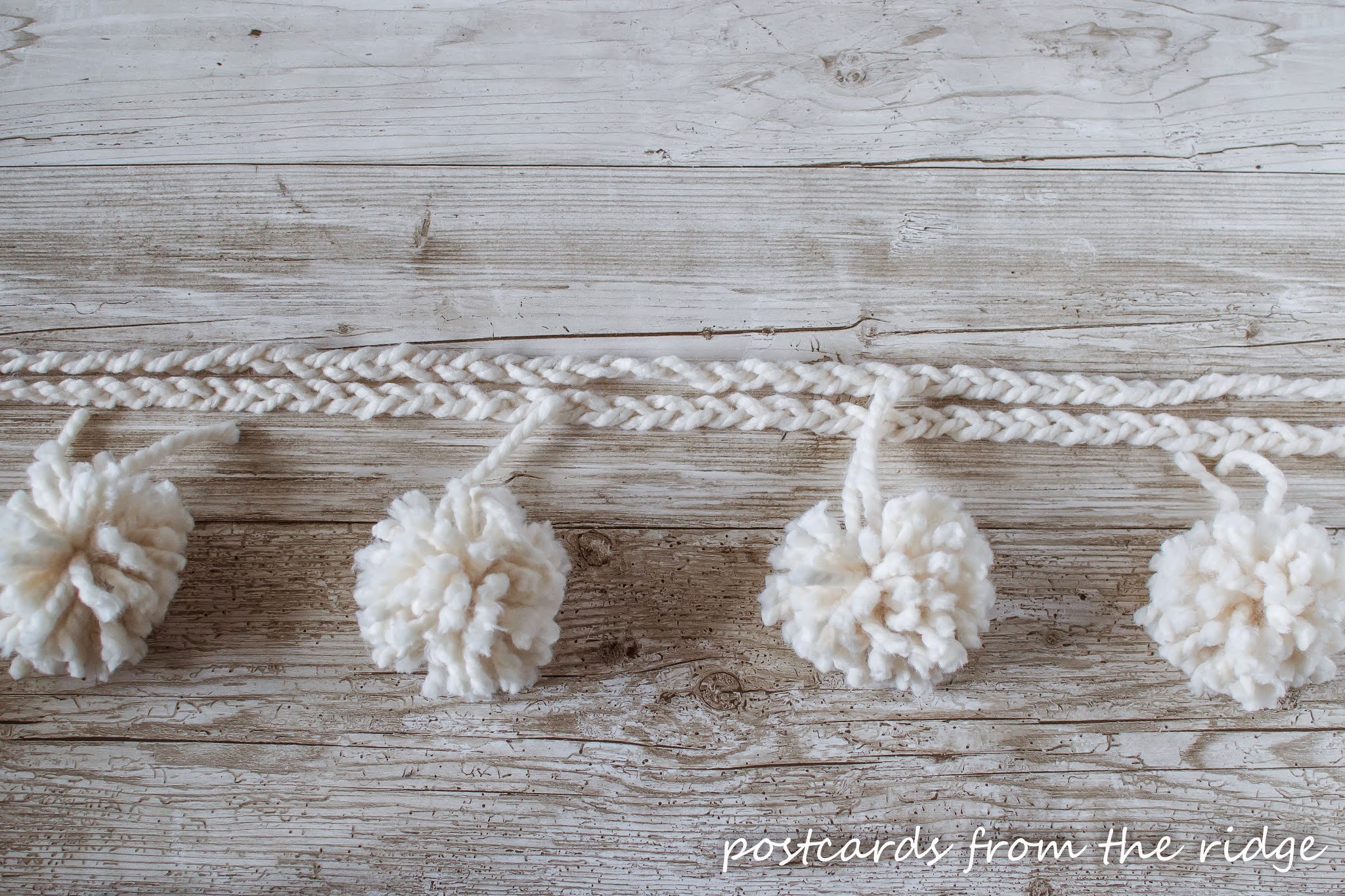 yarn pom poms and braided length