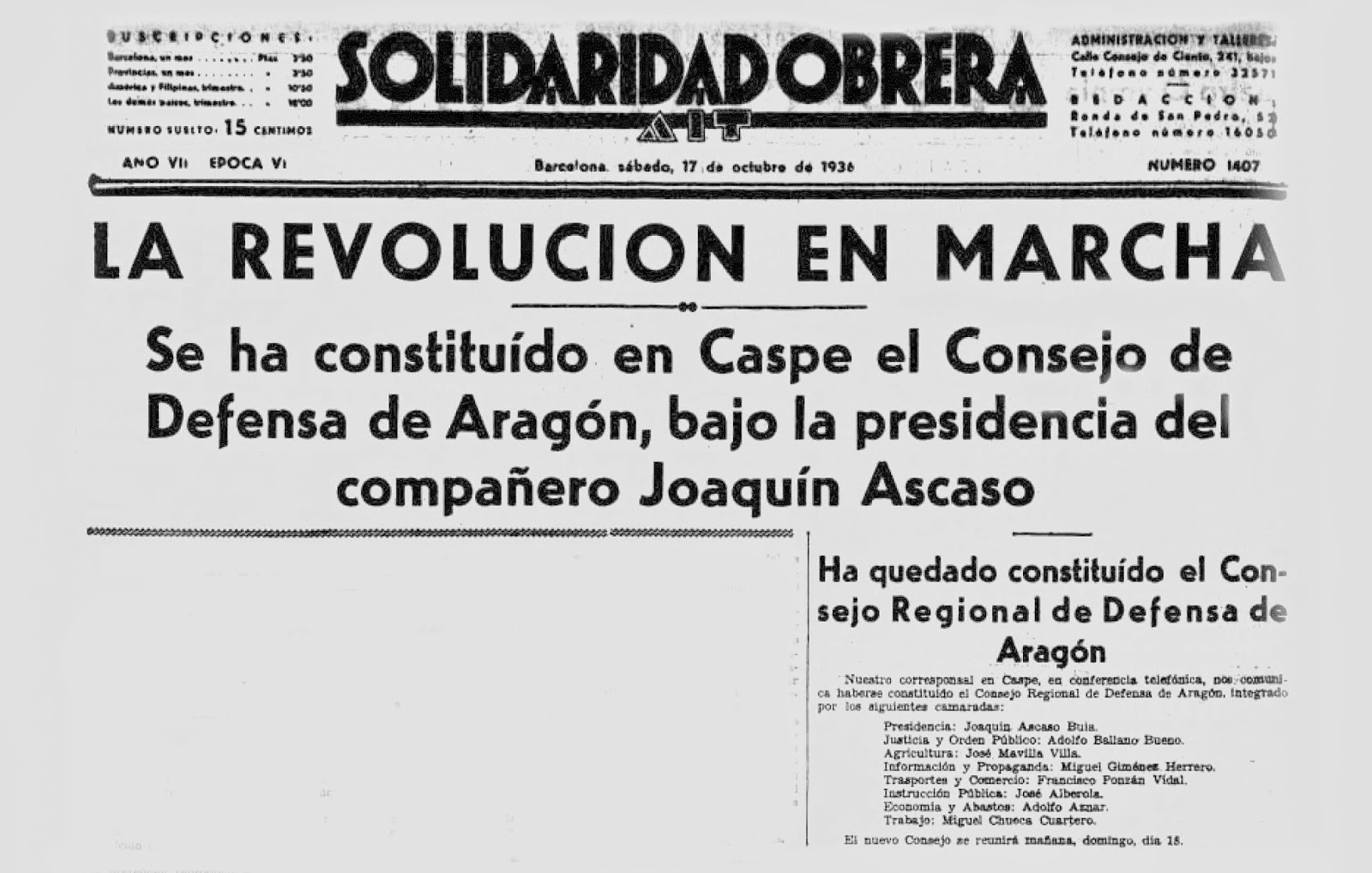 Consejo de Defensa de Aragon Consejo de Defensa de Aragon