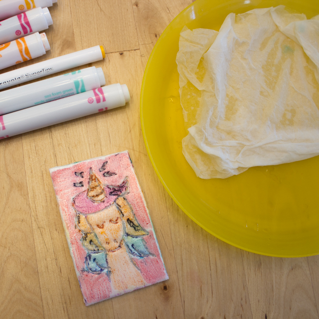 Easy Styrofoam and Marker Printmaking with Kids Pink Stripey Socks
