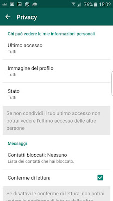 nascondere ora oraio ultimo accesso whatsapp android