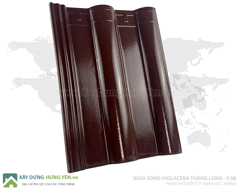 Ngói sóng tráng men nâu chocolate Viglacera Thăng Long S 08