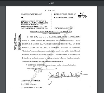 Trial Court Order Granting Motion to Compel Arbitration (In re Vantage) 