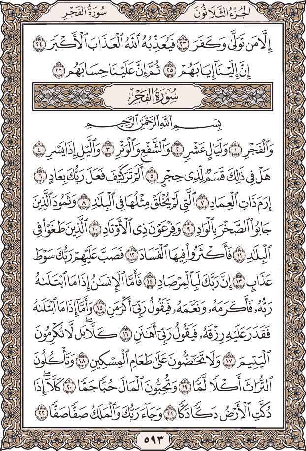 أجزاء من القرآن الكريم موضحة في الرسم العثماني ، المجلد الثلاثين ، 30 جزء عم