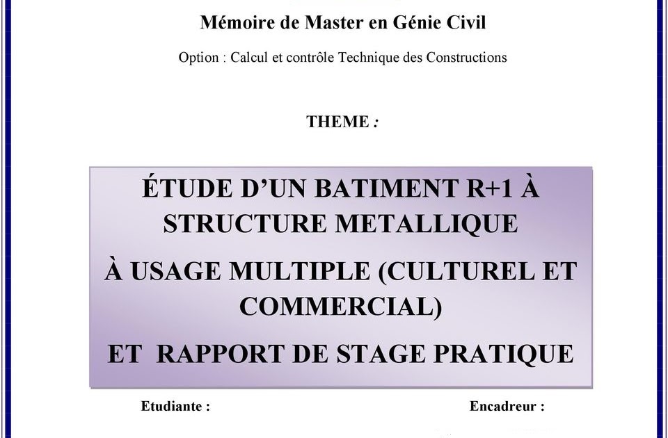 Mémoire de Master en Génie Civil: Thème " ÉTUDE D’UN BATIMENT R+1 À