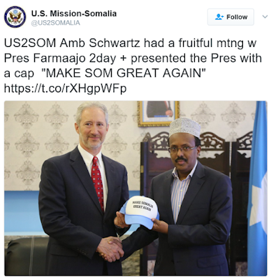 2 See what the US Ambassador to Somalia gave to the new Somali President that's causing an uproar on social media