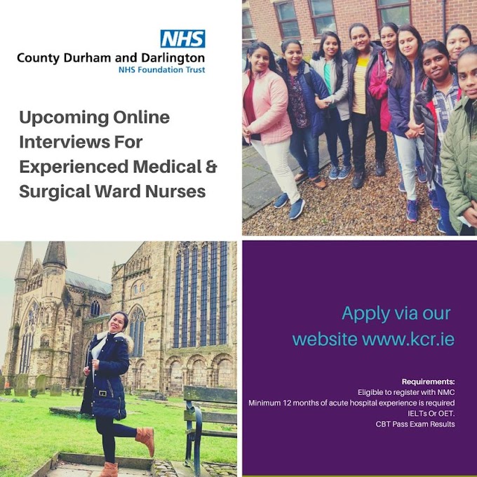 Upcoming Interviews happening via Skype for experienced Medical and Surgical Ward Nurses for County DurhamandDarlingtonNHS Trust.