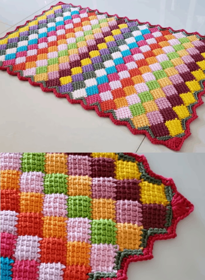 Tunisian Entrelac Rows Blanket tutorial