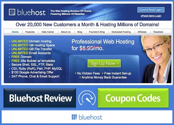 BlueHost Review and Coupon Codes BlueHost Review and Coupon Codes
