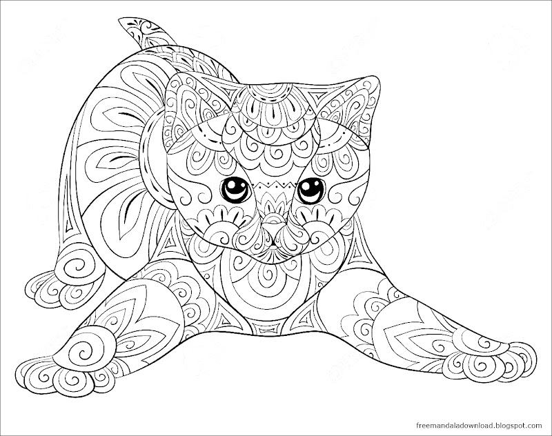 Eine süße Katze Mandala - Free Mandala